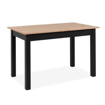Ausziehbarer rechteckiger Tisch Eiche und schwarz Coburg120 120x70x76,5