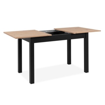 Ausziehbarer rechteckiger Tisch Eiche und schwarz Coburg120 120x70x76,5