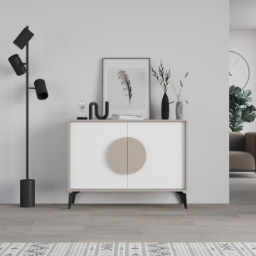 Sideboard 2 Türen taubengrau und weiß Gora110 110x35,6x82
