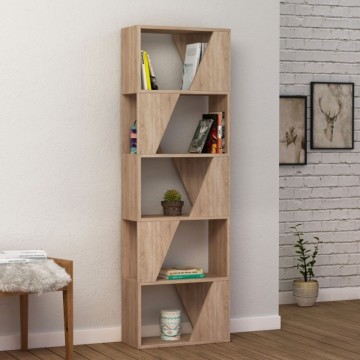 Rahmen 54x168 Bücherregal mit 5 Regalen aus Eiche