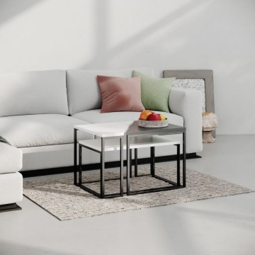 OhLady 3 Couchtisch-Set in Weiß und Anthrazit