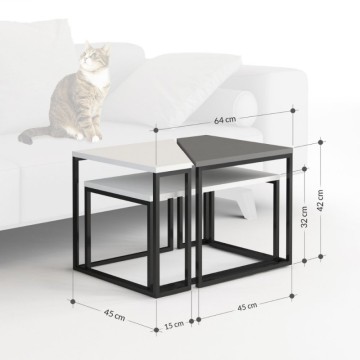 OhLady 3 Couchtisch-Set in Weiß und Anthrazit