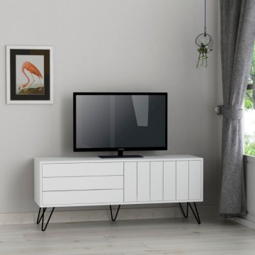 Weißer TV-Ständer mit zwei Klapptüren Piccadilly 139x36x57