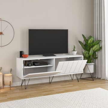 Weißer TV-Ständer mit zwei Klapptüren Piccadilly 139x36x57