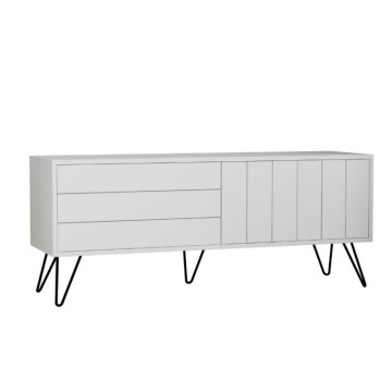 Weißer TV-Ständer mit zwei Klapptüren Piccadilly 139x36x57