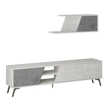 Fiona 180X35.6X48 vintage weißer Beton TV-Ständer mit Wandregal