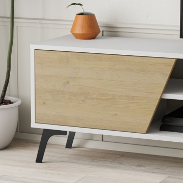 Fiona TV-Ständer aus weißer Eiche 180X35,6X48 mit Wandregal