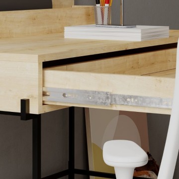Schreibtisch aus Eiche mit anthrazitfarbenen Details und schwarzen Beinen Leila 110x60x101