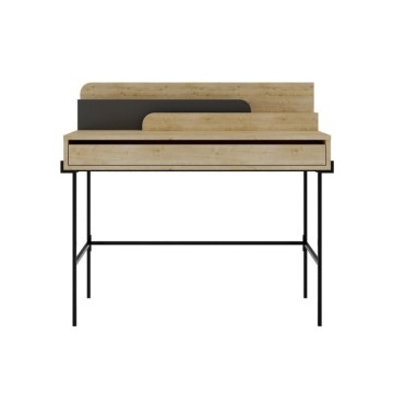 Schreibtisch aus Eiche mit anthrazitfarbenen Details und schwarzen Beinen Leila 110x60x101