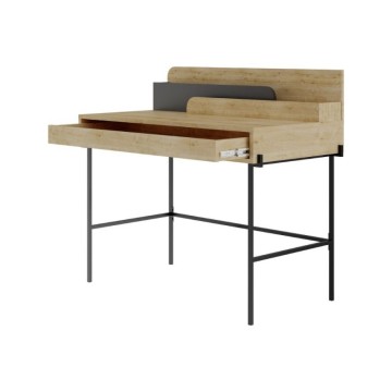 Schreibtisch aus Eiche mit anthrazitfarbenen Details und schwarzen Beinen Leila 110x60x101