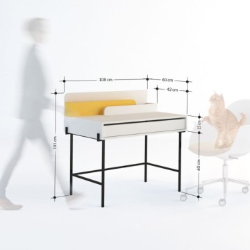 Schreibtisch aus Eiche mit anthrazitfarbenen Details und schwarzen Beinen Leila 110x60x101