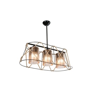 Gezegen ASZ0986 3-Licht-Pendelleuchte schwarzes Metall und Seil
