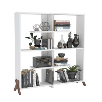 Kipp weißes Bücherregal mit Kreuzfüßen 113x28x117h