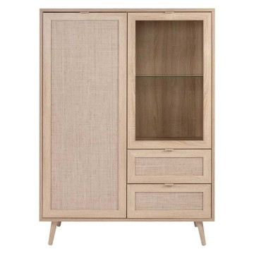 Sideboard 2 Türen und 2 Schubladen Korbwaren Effekt Bali 53ANEW