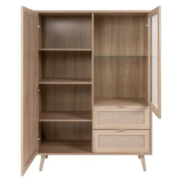 Sideboard 2 Türen und 2 Schubladen Korbwaren Effekt Bali 53ANEW