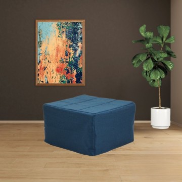 Pouf umwandelbar in Bett Vega blau Stoff
