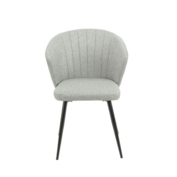 Eleganter Stuhl, gepolstert mit grauem Stoff und schwarzen Metallfüßen - Krid
