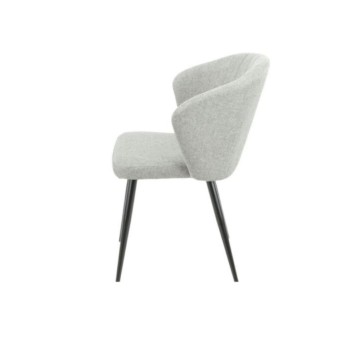 Eleganter Stuhl, gepolstert mit grauem Stoff und schwarzen Metallfüßen - Krid