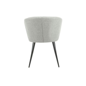 Eleganter Stuhl, gepolstert mit grauem Stoff und schwarzen Metallfüßen - Krid