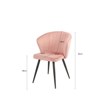 Eleganter Stuhl, gepolstert mit grauem Stoff und schwarzen Metallfüßen - Krid