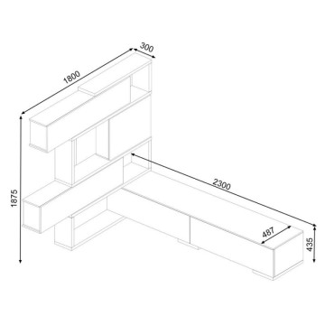 Umkehrbares lineares oder Eck-Wandsystem 8016 Eiche und Weiß