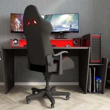 Reversible Schreibtisch Spiel 5021 anthrazit doppelte Ablage und Led Lichter 150x66,9x85,5H