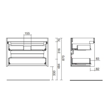 Wandbadezimmerschrank 100 cm Iridesa aus weiß lackiertem Holz mit Waschbecken