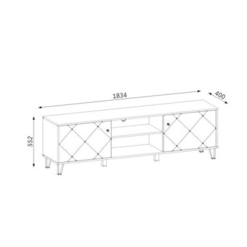 TV-Ständer mit 2 Türen und offenem Fach Eiche weiß Bollo2 183,4x40x55,5H