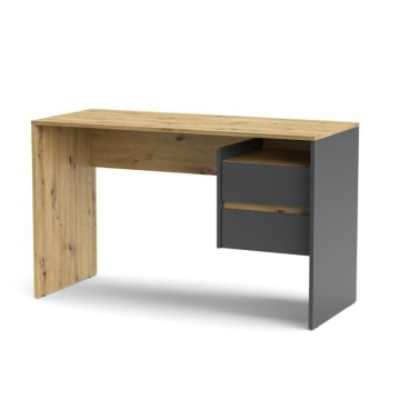 Eiche und anthrazit Schreibtisch mit 2 Schubladen Paco3 125x51.6x75.5H