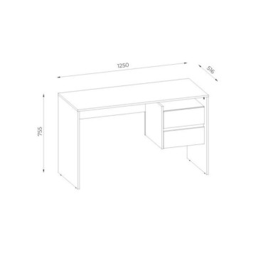Eiche und anthrazit Schreibtisch mit 2 Schubladen Paco3 125x51.6x75.5H