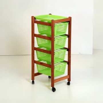 Küchenwagen 4 ausziehbare Körbe und ein Tablett Jolly Eco kirsche