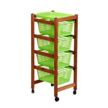 Küchenwagen 4 ausziehbare Körbe und ein Tablett Jolly Eco kirsche