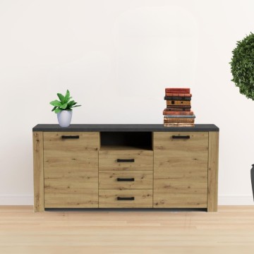 Sideboard Eiche und Anthrazit mit 2 Türen und 3 Schubladen Follow870 179.6x40x83h