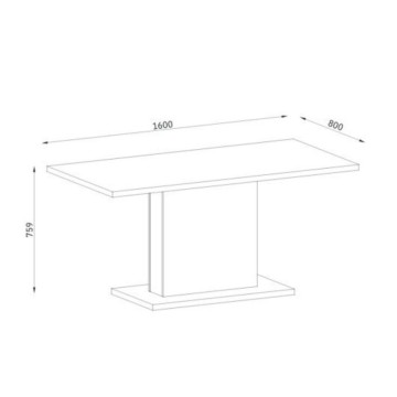 Follow162 Eiche rechteckiger Tisch 160x80x76h