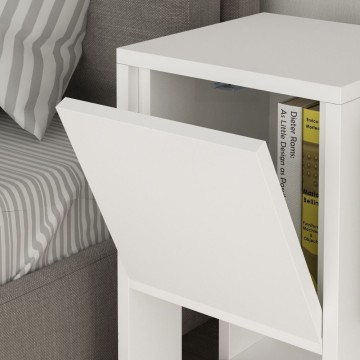 Ema weißer Nachttisch mit Klapptür 30x30x55h