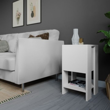Ema weißer Nachttisch mit Klapptür 30x30x55h
