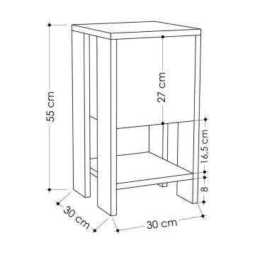 Ema weißer Nachttisch mit Klapptür 30x30x55h