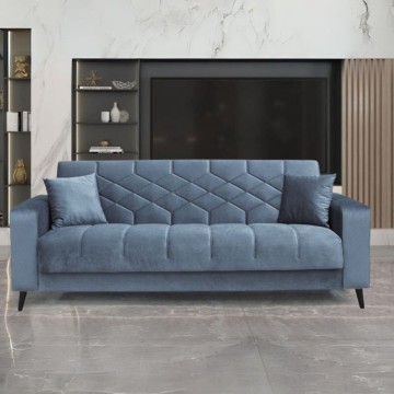 3-Sitzer-Sofa gesteppte Armlehnen mit Bettfunktion und Stauraum Columbia grauer Samt 225x84x85h