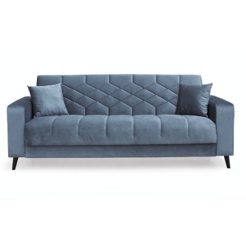 3-Sitzer-Sofa gesteppte Armlehnen mit Bettfunktion und Stauraum Columbia grauer Samt 225x84x85h