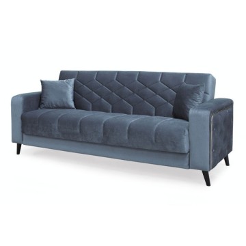 3-Sitzer-Sofa gesteppte Armlehnen mit Bettfunktion und Stauraum Columbia grauer Samt 225x84x85h