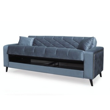 3-Sitzer-Sofa gesteppte Armlehnen mit Bettfunktion und Stauraum Columbia grauer Samt 225x84x85h