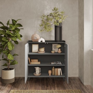 Hohe Anrichte 2 Türen Polan Schiefer Blei 121x42x126h
