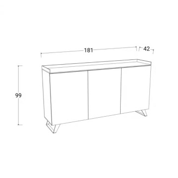Anrichte 3 Türen Polan bronze mercure 181x42x99h