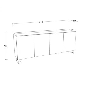 Polan Anrichte 4 Türen Schiefer Blei 241x42x99h