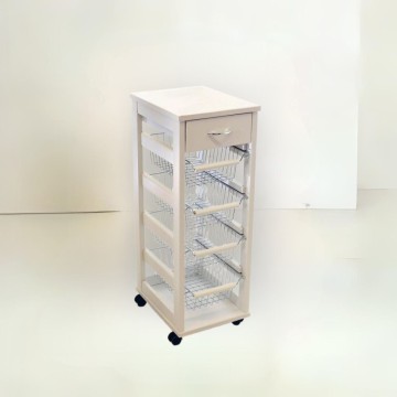 Küchenwagen 4 Auszugskörbe und eine platzsparende Vesuvio-Schublade weiß