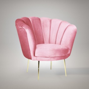 Orel Muschelsessel mit rosa Samt und goldenen Füßen