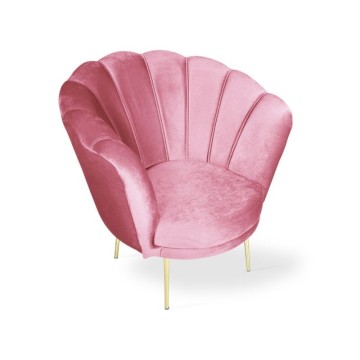 Orel Muschelsessel mit rosa Samt und goldenen Füßen