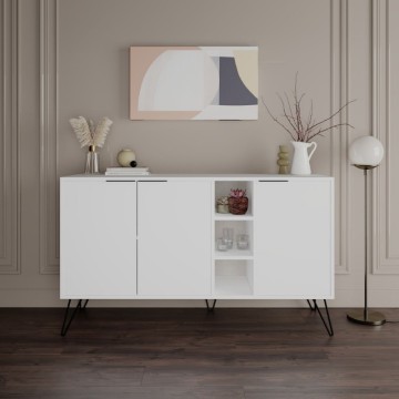 Weißes Sideboard 3 Türen Clara 142x35,5x83h