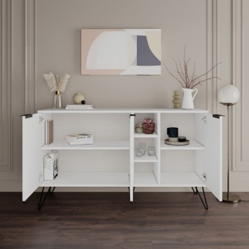 Weißes Sideboard 3 Türen Clara 142x35,5x83h