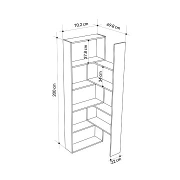 Wish taubengrau 72x22x200h ausziehbares Eckregal